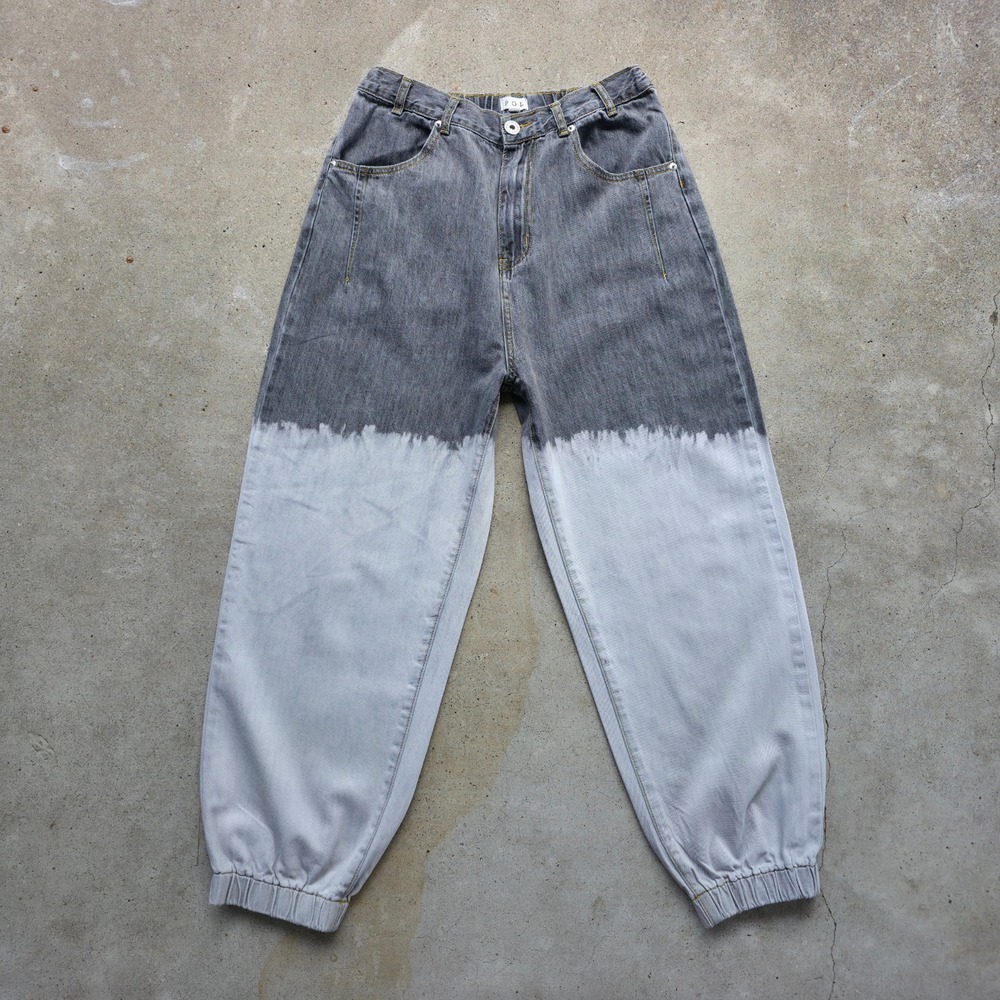 POL Jean Size M (28 Waist) Gray Two Tone Joggers Boho Wide Leg Baggy Cuffed